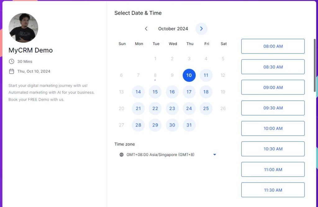 booking calendar gohighlevel
